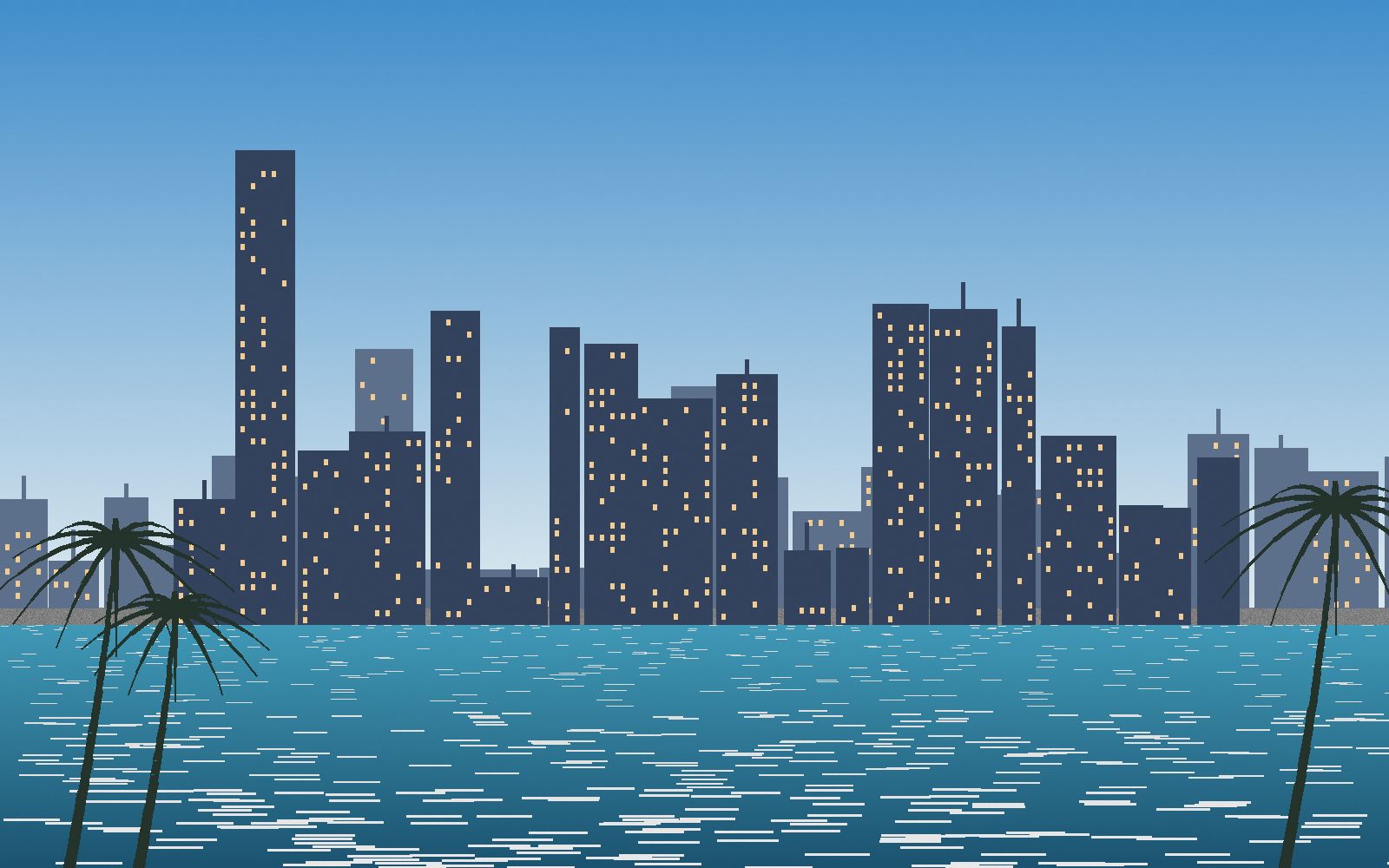 Illustration of the Long Beach skyline across the water